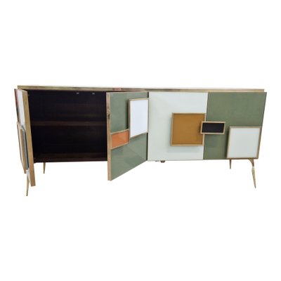 Sideboard with Multicolored Glass Doors, 1980s-BEW-1795694