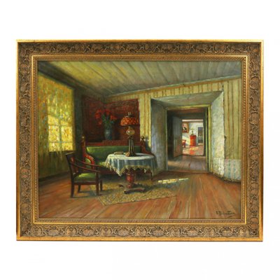 Siegfried Alexander Bielenstein, In the Old Manor, 20th Century, Oil on Canvas, Framed-WMV-1392836