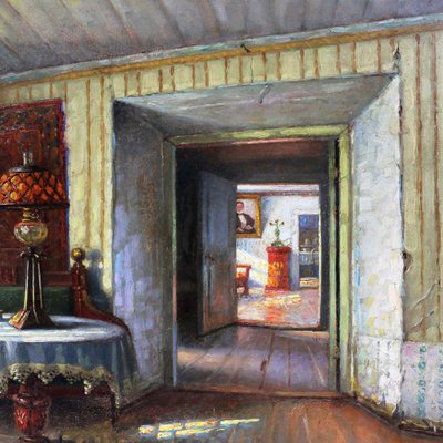 Siegfried Alexander Bielenstein, In the Old Manor, 20th Century, Oil on Canvas, Framed-WMV-1392836