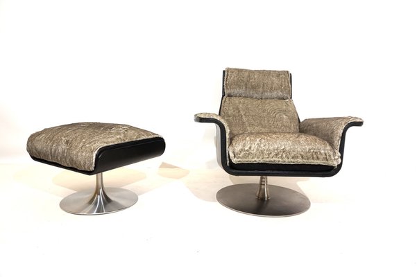 Siesta 62 Lounge Chair with Ottoman by Jacques Brule for Hans Kaufeld, 1960s, Set of 2-HUW-1783301