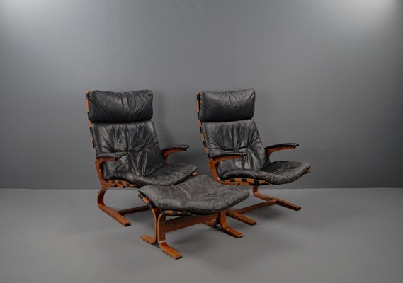 Siesta Armchair and Footstool by Ingmar Relling for Westnofa, Norwegian, 1960s, Set of 2-VLO-1539448