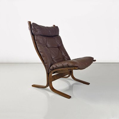 Siesta Armchair in Wood and Leather by Ingmar Relling for Westnofa Vestlandske, 1970s-GDD-1762628