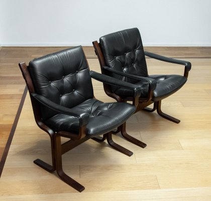 Siesta Dining or Desk Chairs in Black Leather by Ingmar Relling Westnova for Westnofa, 1960s, Set of 2-JE-1745433