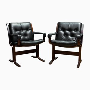 Siesta Dining or Desk Chairs in Black Leather by Ingmar Relling Westnova for Westnofa, 1960s, Set of 2-JE-1745433