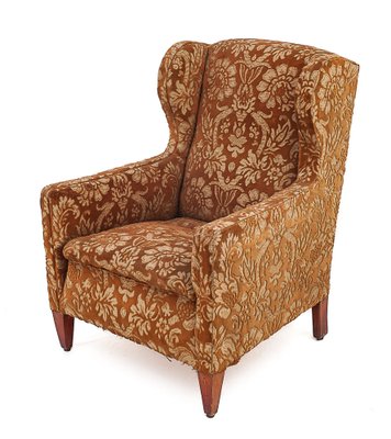 Silk Velvet Lounge Chair, 1900s-JCN-1725186