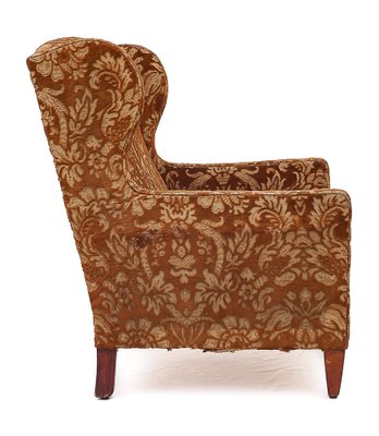 Silk Velvet Lounge Chair, 1900s-JCN-1725186