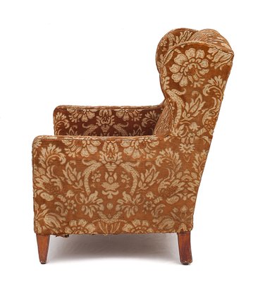 Silk Velvet Lounge Chair, 1900s-JCN-1725186