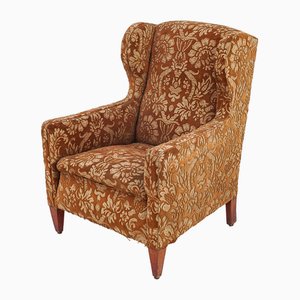 Silk Velvet Lounge Chair, 1900s-JCN-1725186