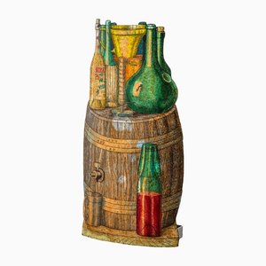 Silkscreened Metal Wine Barrel Umbrella Stand by Piero Fornasetti, 1950s-FWM-1360355