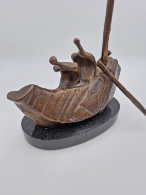 Silvano d'Orsi, Boat Sculpture, 1990s, Bronze & Marble-RKF-1803187