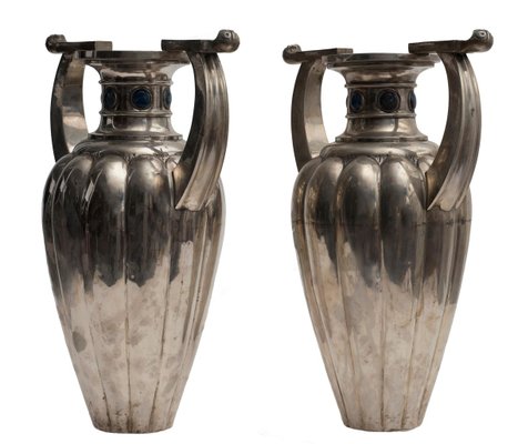 Silver 800 2-Handle Vases from Bellotto Argenterie, Set of 2-ZCI-751832