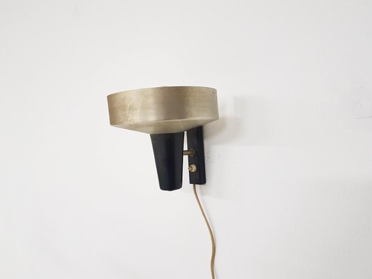 Silver and Black Wall Light from Hala Zeist, 1950s-ZO-633447