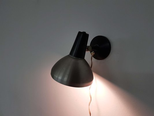 Silver and Black Wall Light from Hala Zeist, 1950s-ZO-633446