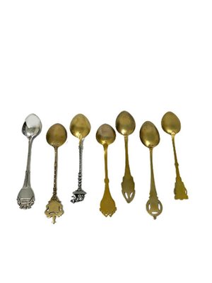 Silver and Enamel Spoons from Various Places in Europe, Set of 7-UCH-1224327