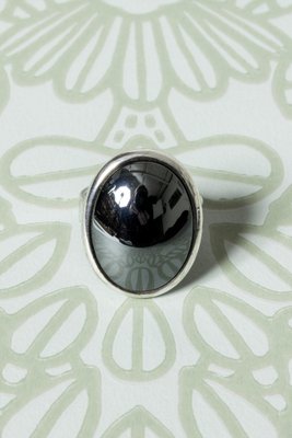 Silver and Hematite Ring from Niels Erik From, 1960s-NL-1738192