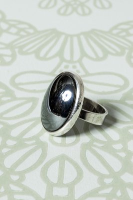 Silver and Hematite Ring from Niels Erik From, 1960s-NL-1738192