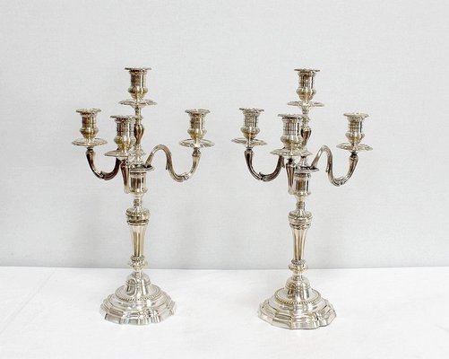 Silver Bronze Candelabra, Late 19th Century, Set of 2-RVK-995202