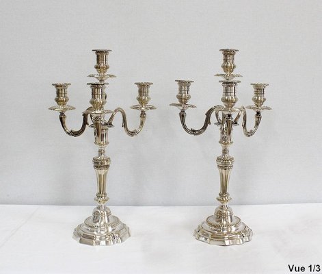 Silver Bronze Candelabra, Late 19th Century, Set of 2-RVK-995202