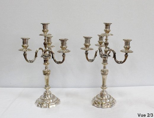 Silver Bronze Candelabra, Late 19th Century, Set of 2-RVK-995202