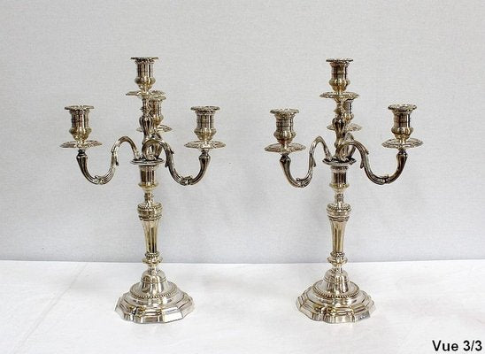 Silver Bronze Candelabra, Late 19th Century, Set of 2-RVK-995202