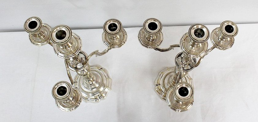 Silver Bronze Candelabra, Late 19th Century, Set of 2-RVK-995202