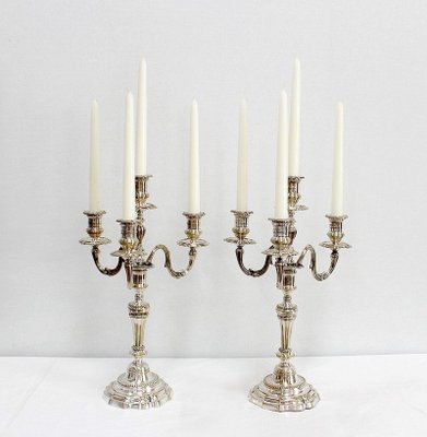 Silver Bronze Candelabra, Late 19th Century, Set of 2-RVK-995202