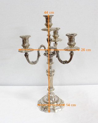 Silver Bronze Candelabra, Late 19th Century, Set of 2-RVK-995202