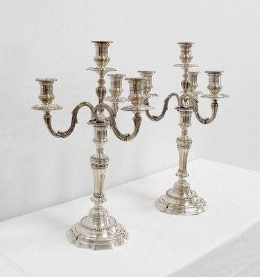 Silver Bronze Candelabra, Late 19th Century, Set of 2-RVK-995202