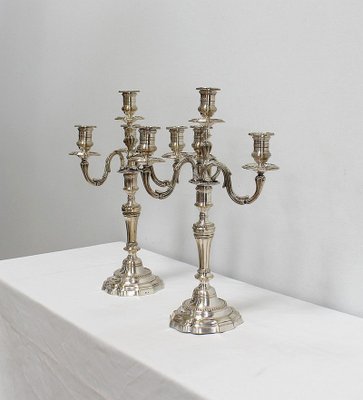 Silver Bronze Candelabra, Late 19th Century, Set of 2-RVK-995202