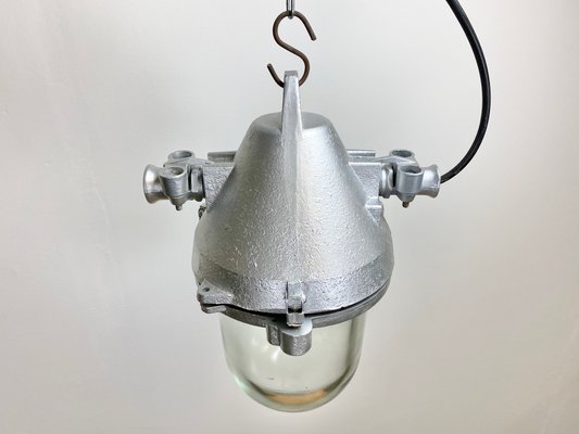 Silver Cast Aluminum Explosion Proof Ceiling Lamp from Elektrosvit, 1960s-CGF-669376