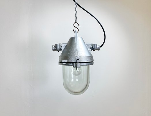 Silver Cast Aluminum Explosion Proof Ceiling Lamp from Elektrosvit, 1960s-CGF-669376