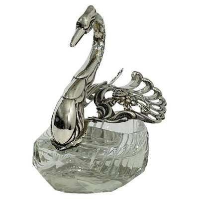 Silver & Crystal Swan Basket by Albert Bodemer, Germany-UCH-1224898