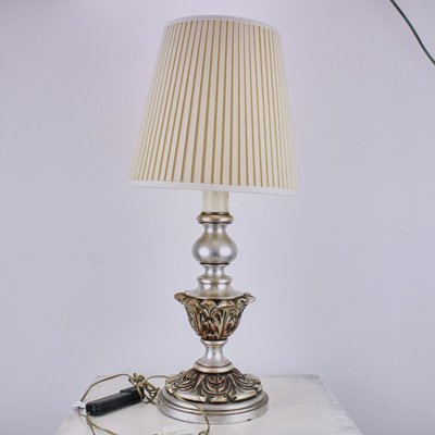 Silver Enameled Wooden Table Lamp-EOS-1688057