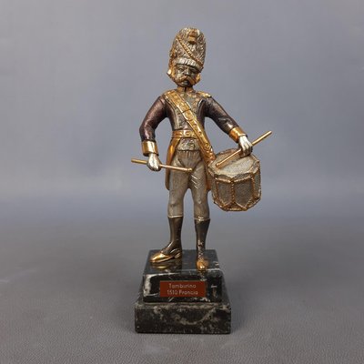 Silver Gilded Brass Drummer 1510 Statue, France, 1980s-PWG-2024719