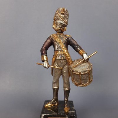 Silver Gilded Brass Drummer 1510 Statue, France, 1980s-PWG-2024719