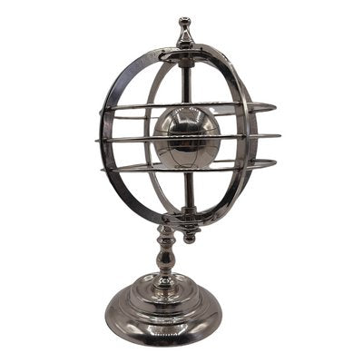 Silver Lacquered Metal Rotating World Globe, Set of 2-TCS-1148407