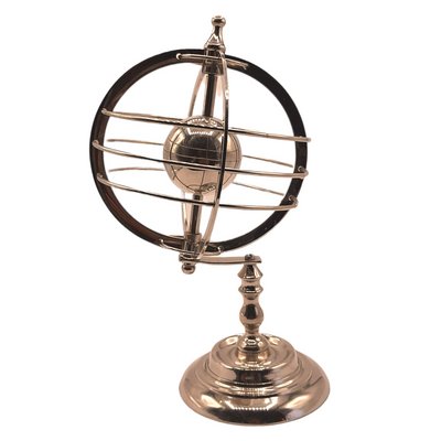 Silver Lacquered Metal Rotating World Globe, Set of 2-TCS-1148407