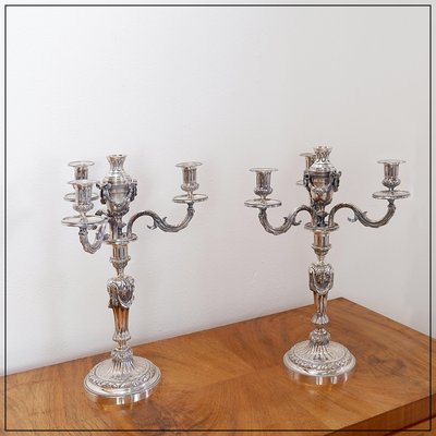 Silver Metal Candlesticks, Set of 2-NYF-2018826