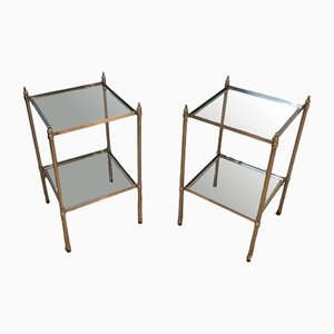 Silver Metal Side Tables attributed to Maison Jansen, Set of 2-BA-1365376