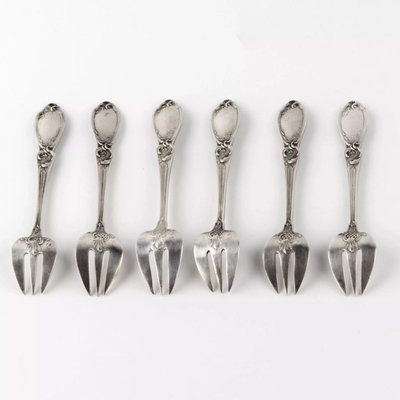 Silver Oyster Forks, France, Set of 6-WMV-1129693