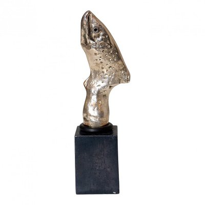 Silver-Plated Bronze Fish Sculpture from Bernhard Lipsøe-MTD-1399747