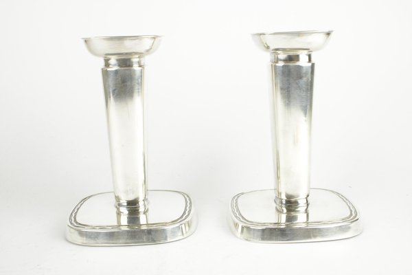 Silver Plated Candle Holders by Gustaf Jansson for C.G. Hallberg-HYQ-1253834