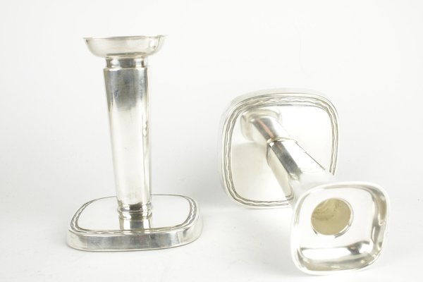 Silver Plated Candle Holders by Gustaf Jansson for C.G. Hallberg-HYQ-1253834