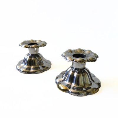 Silver-Plated Candleholders, Sweden, 1900s, Set of 2-JKV-1783121