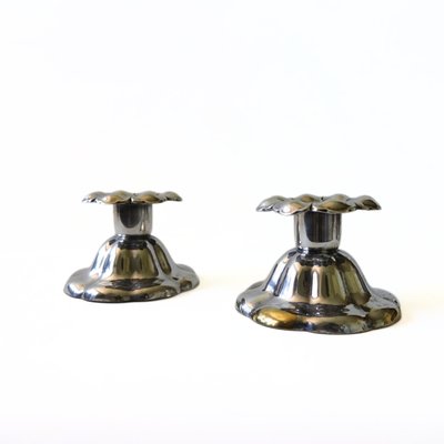 Silver-Plated Candleholders, Sweden, 1900s, Set of 2-JKV-1783121