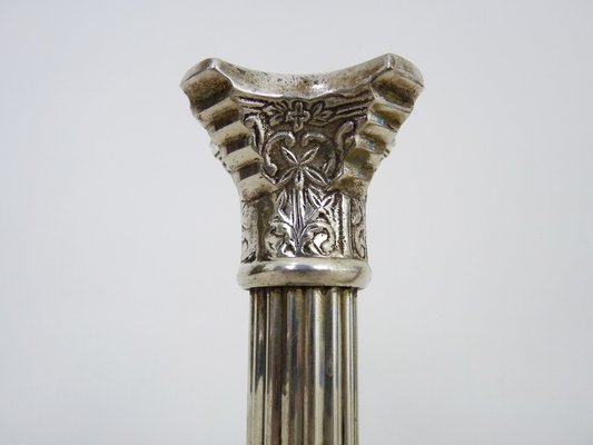 Silver-Plated Corinthian Candlesticks, 1920s, Set of 2-MZP-1778478