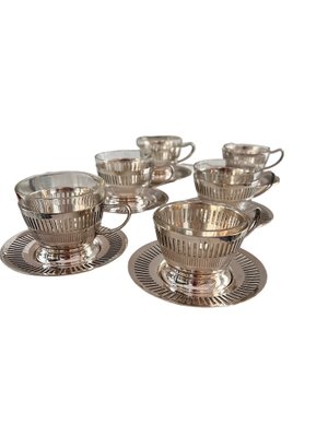 Silver-Plated Cups from Fa. Wolkenstein & Blissful, Vienna, 1920s, Set of 6-SEI-1405357