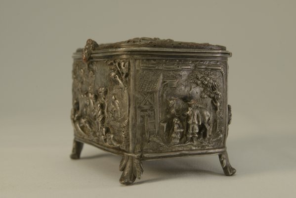 Silver-Plated Embossed Copper Box, Early 19th Century-NEN-2031504