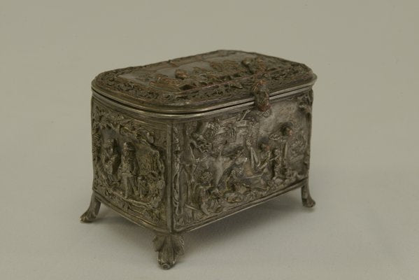 Silver-Plated Embossed Copper Box, Early 19th Century-NEN-2031504