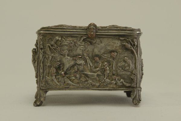 Silver-Plated Embossed Copper Box, Early 19th Century-NEN-2031504